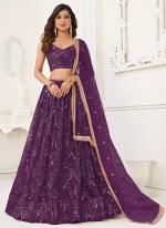 Butterfly Net Wine Party Wear Embroidery Work Lehenga Choli